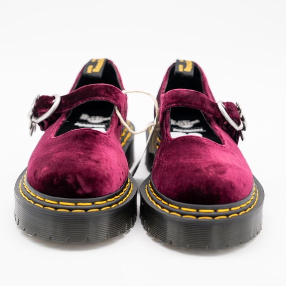 size 39EU 8 US Marc Jacobs Dr Martens Heaven Cherry Red Velvet Addina Mary Jane - Picture 2 of 11